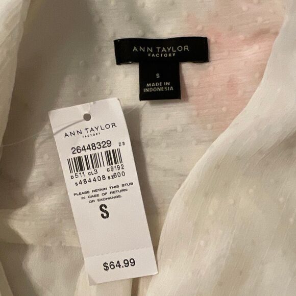 Ann Taylor Factory Women’s L/S Neck Tie Blouse/Top - Picture 10 of 11